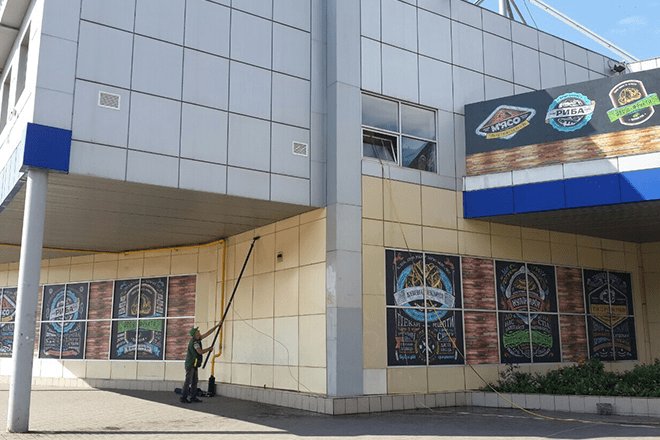 мойка фасадов с земли